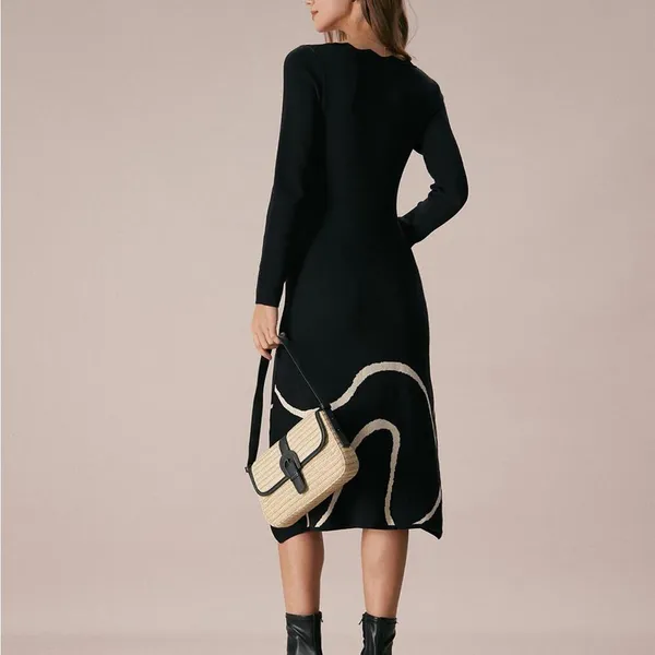 RIHOAS The Black Wave Scalloped Sweater Midi Dress 73 - Image 6