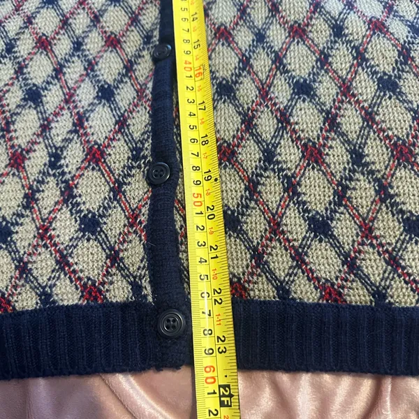 Vintage sweater vest size m‎ diamond plaid button up Blue Size M - Image 4