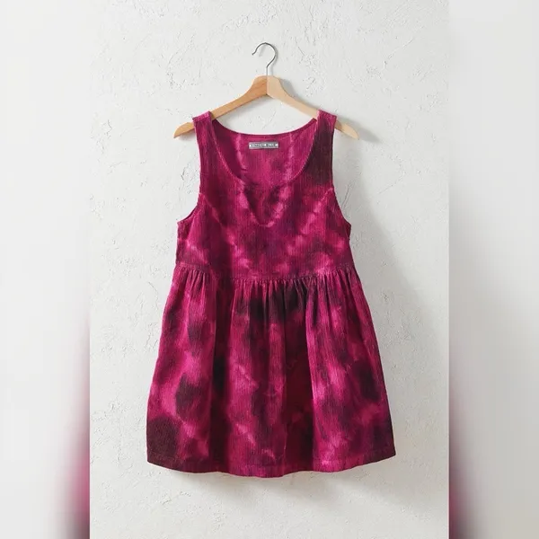 Urban Outfitters Kimchi Blue Tie-Dye Corduroy Babydoll Mini‎ Dress Small - Image 6