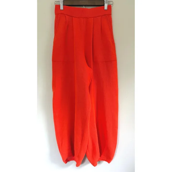 Free People FP Beach Freya Barrel Sweater Pants In Tangerine Orange Combo Sz S - Image 3