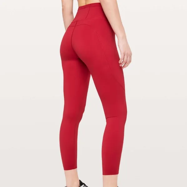 Lululemon Fast & Free 7/8 Non-Reflective Nulux 25” Leggings in Dark Red - Image 2