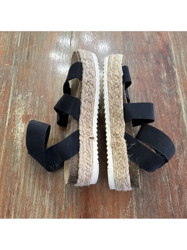CUSHIONAIRE Mandy Black Elastic Espadrille Platform Sandals - Women’s Size 7 - Image 9