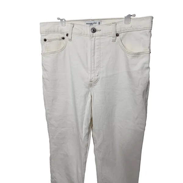 Abercrombie & Fitch The Mom‎ High Rise Jeans Cream Off-White 30/10S - Image 2