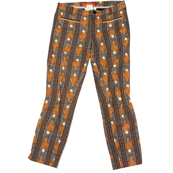 Anthropologie Cartonnier Fish Print Cropped Pants 2 Novelty Tweed Trouser - Image 3