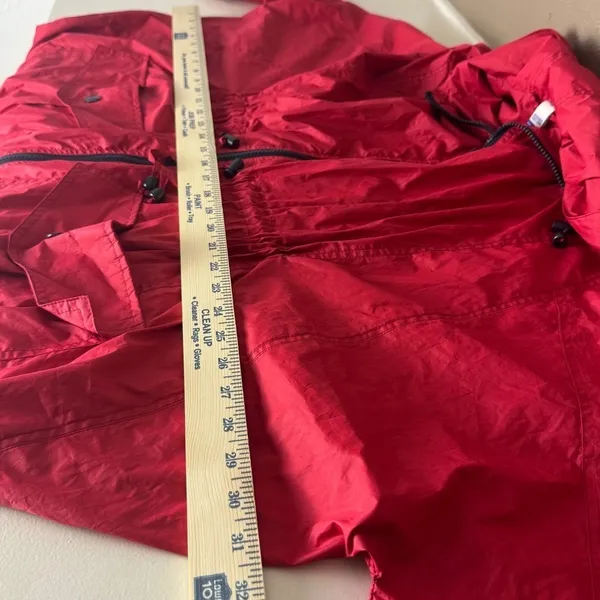 H! By Henry Holland Red‎ Hooded Windbreaker Poncho Jacket Womens Size 10 Zip Up - Image 7