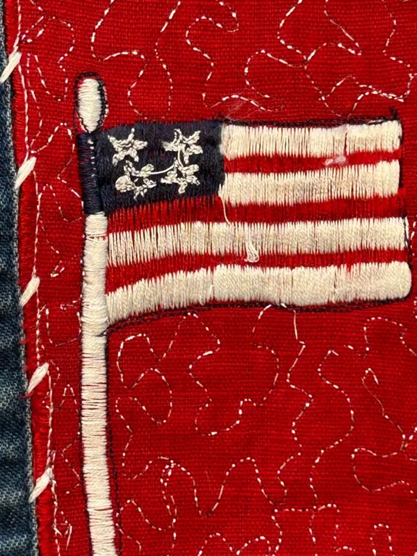 VTG 90s Fashion Bug patriotic American cottage patchwork denim vest shirt NWT XL - Image 5