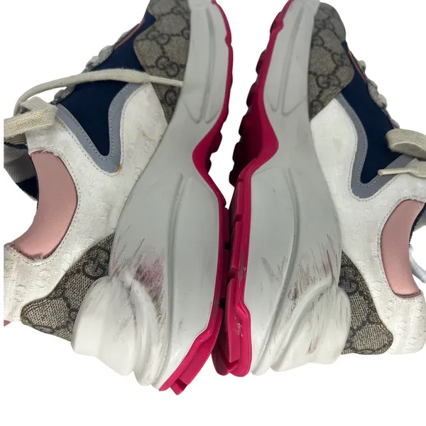 Gucci GG Rhyton Sneakers GG Supreme Canvas Pink Blue Size‎ 38 - Image 12