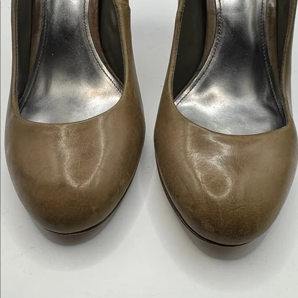 COACH Sloane Brown Leather Logo Block Heel Pumps Size 8.5B Classic Round Toe - Image 6