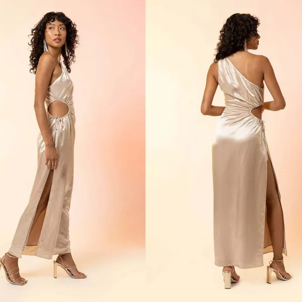 Line & Dot Eliza One Shoulder Maxi Dress - Champagne Nwt - Image 4