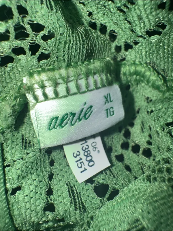 Aerie Olive Green Lace Longline Plunge Bralette - Size XL (EUC) - Image 4