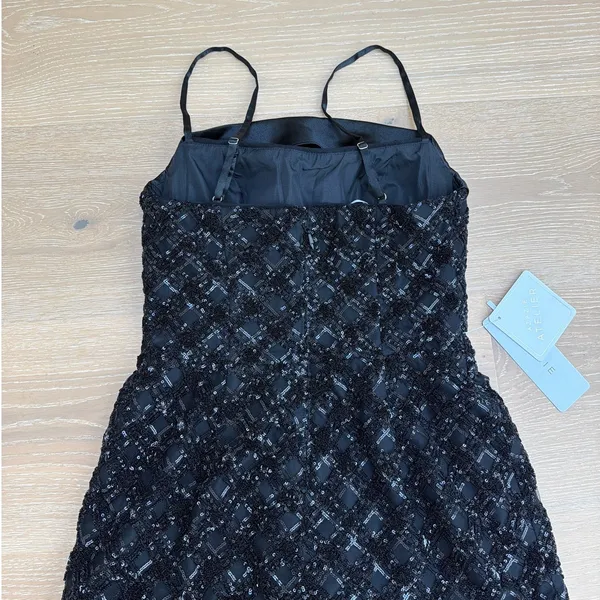 Azazie Atelier Maxi Dress Sleeveless Beaded Size US8 Black - Image 7