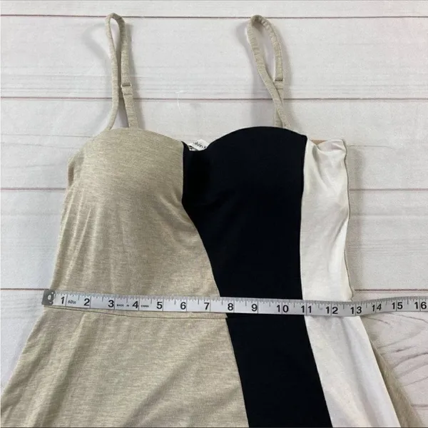 Calvin Klein NWT Womens Beige Colorblock Asymmetrical Hem Midi Dress Small - Image 10