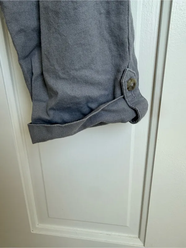 Sincerely Jules Linen Blend‎ Pants Gray Roll Tab Ankle Size M Size M - Image 2