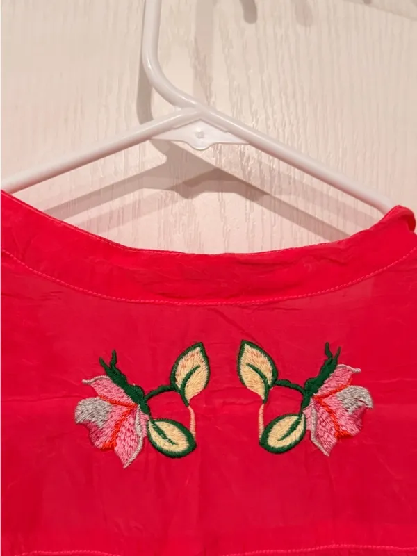Final Price Johnny Was Hot Pink Embroidered Button-Front Tunic - Image 10