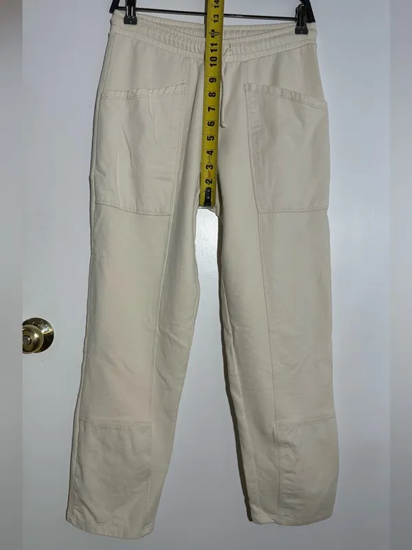 Zara Wide Leg Drawstring Pants - Cream - Image 7