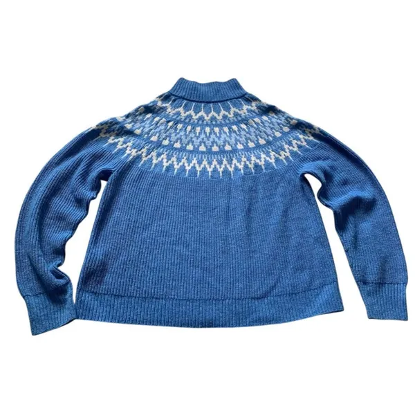 J.Crew Fair Isle Mockneck Pullover Women M Blue BM179 Re-Imagined Winter Cozy - Image 3