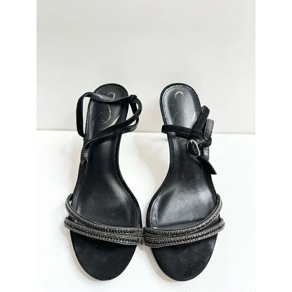 Sam Edelman Sandals Womens Size 6.5 Black Faux Leather‎ Open Toe Daisie Heels - Image 5