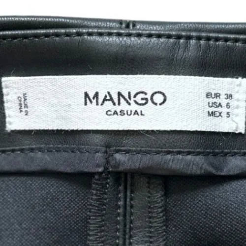 Mango Retro Asymmetrical Micro Mini Skirt 6 Black Faux Leather Houndstooth Tweed - Image 4
