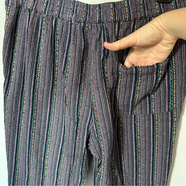 Sundance boho lagenlook cotton blend striped pants colorful small pull on - Image 7