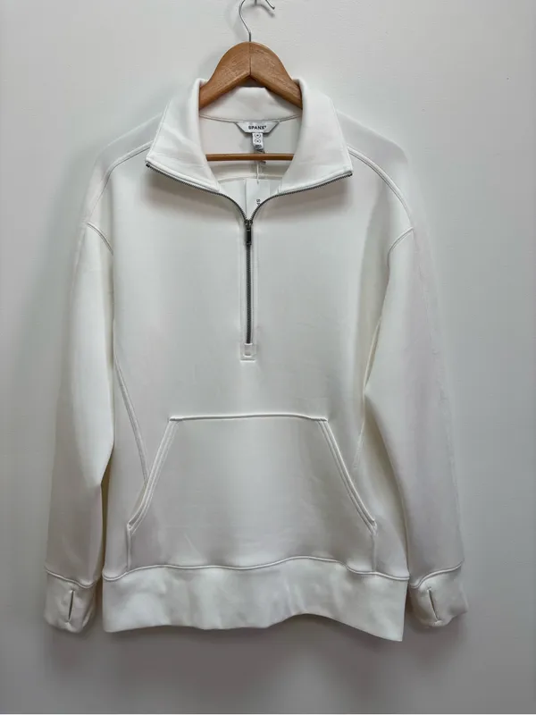 NEW SPANX AirEssentials Luxe Half Zip Sweatshirt Tunic in Powder M - Image 6