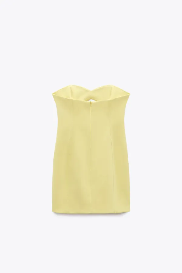 ZARA Bodycon Strapless Mini Lemon Party Coctail Shower Bridal 🍋Dress - Image 11