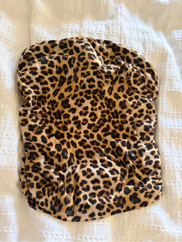 Faded Rose Leopard Print Strapless Tube Top - Brown & Black - Image 2