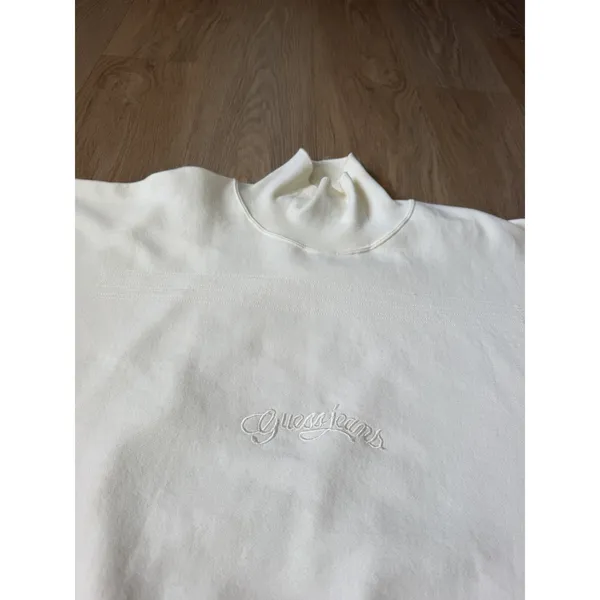 Vtg Guess Georges Marciano Sweatshirt Womens Medium Ivory Mockneck Pullover USA - Image 7