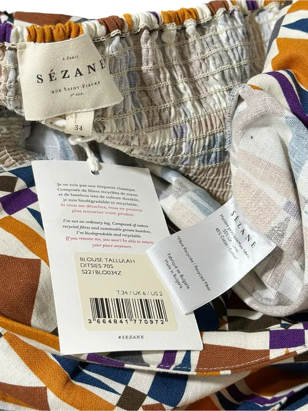 SÉZANE Tallulah Linen-Blend Halter Blouse, Ditsies 70s, FR34/US2 - Image 8