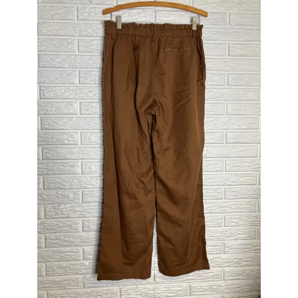 Gap‎ Wide Leg Pants Womens M Brown Excellent Cotton Lyocell Paperbag Waist - Image 4