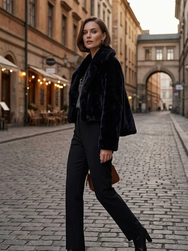 AKIRA Black Plush Cropped Teddy Jacket - Image 9