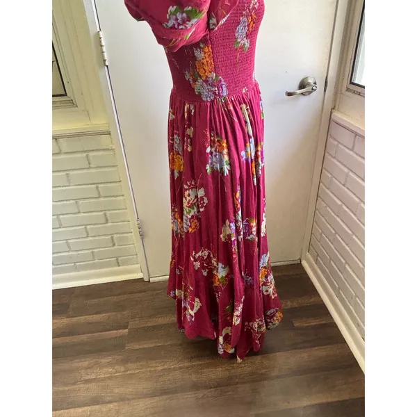 Free People Morning Glory Maxi Dress Small smocked lace boho cowgirl‎ maximalist - Image 6
