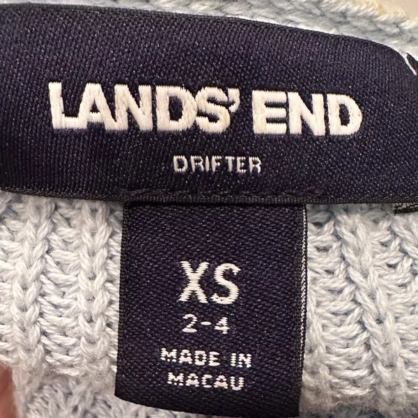 Lands End Women's Blue Full Zip Hooded Cotton Sweater Size‎ XS - Image 3