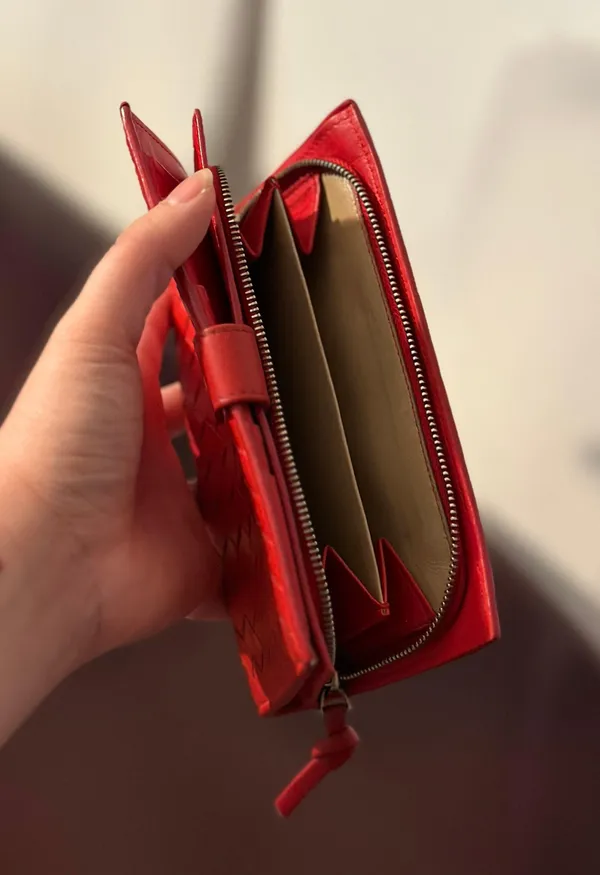 Bottega Veneta Red Wallet With COA - Image 7