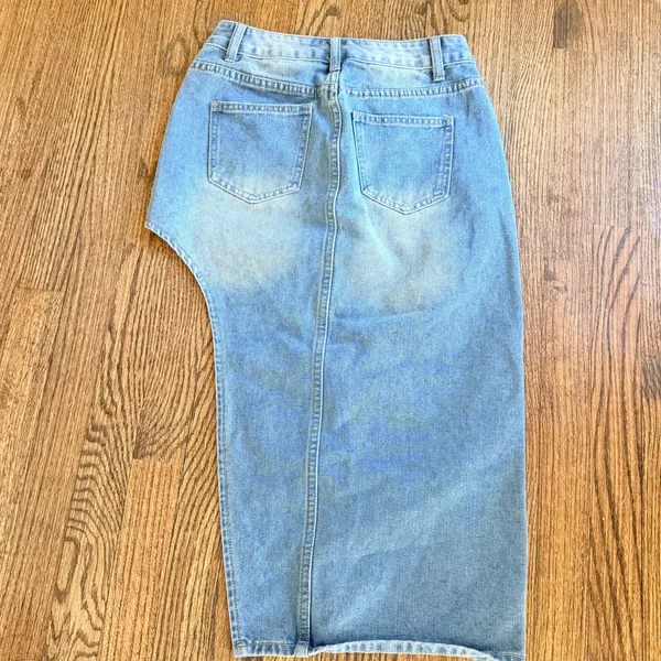 SheIn denim midi skirt asymmetrical women xxsmall streetwear - Image 2