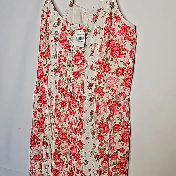 NWT Abercrombie & Fitch summer tea rose floral spagetti strap adjustable dress L - Image 2