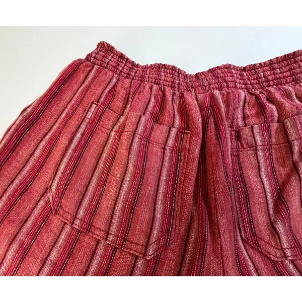 Briggs Linen Blend Shorts Womens XS Red Striped Elastic Waist Drawstring - Image 4