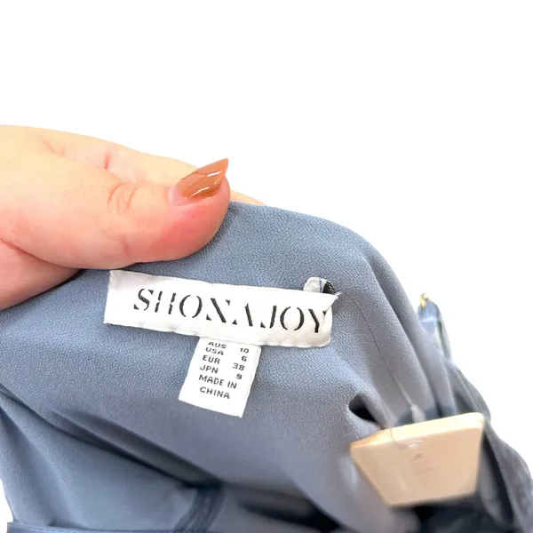 Shona Joy Lily Bias Ruched Midi Dress Blue Smoke Size‎ US 6 - Image 14