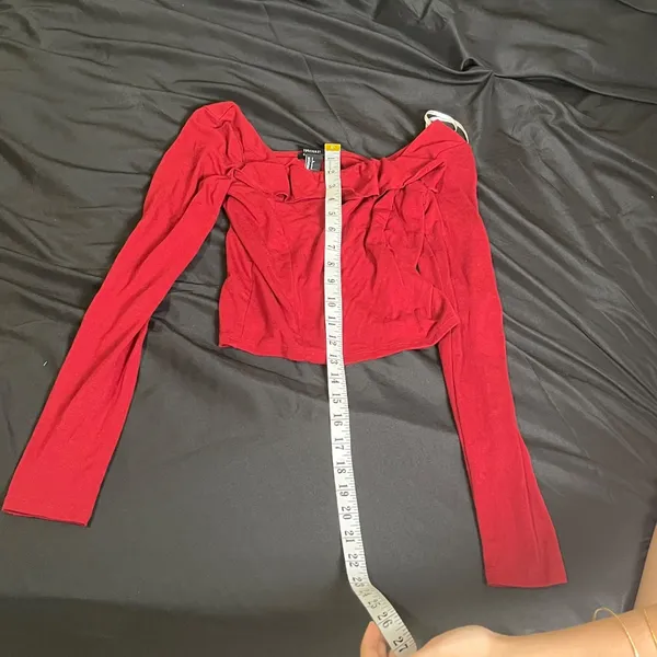 Forever 21 Ruffled Red Crop Top Square Neck - Image 7