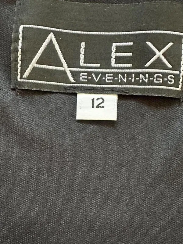 Vintage Alex Evenings Black Chiffon Midi Dress Handkerchief Hem Witchy 90s Y2K - Image 6
