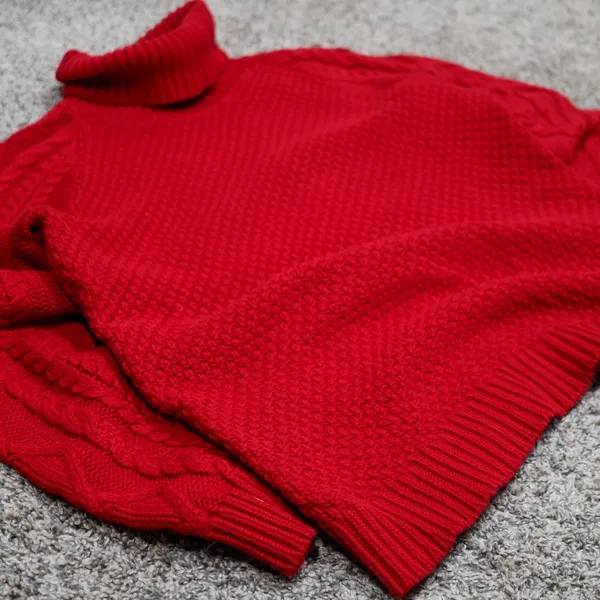 Lauren Ralph Lauren Red Cable Knit Turtleneck Sweater‎ Women's Size L Cotton - Image 3