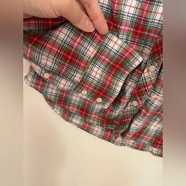 Abercrombie & Fitch Vintage Y2K Plaid Snap Front Shirt Size S Red - Image 5