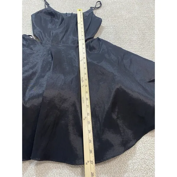 Windsor Black Satin Fit-and-Flare Spaghetti Strap Cutout Dress Size 5/6 - Image 11