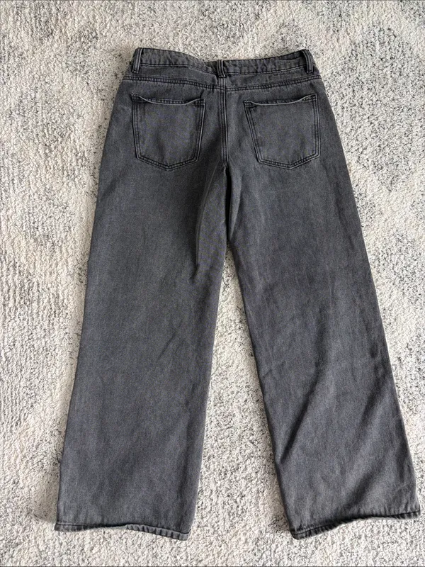 Edikted Low Rise Wide Leg Black Wash Jeans Size M - Image 4