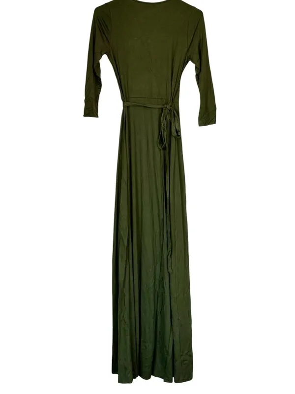 NWT Lulus Garden District Olive Green Wrap Maxi Dress - Size: Small - Image 7