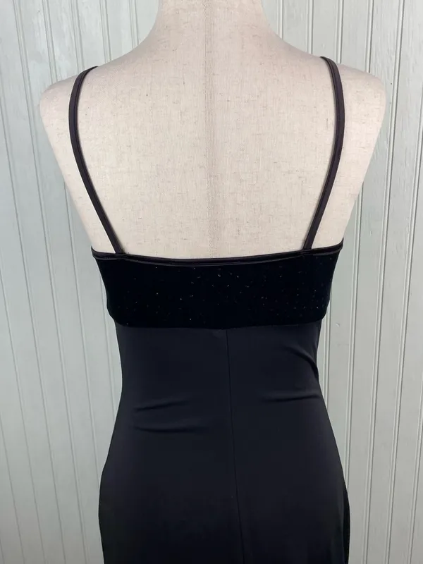 Vintage Y2K Byer Too Sparkly Black Velvet Top Maxi Slip Dress Small Whimsigoth - Image 5