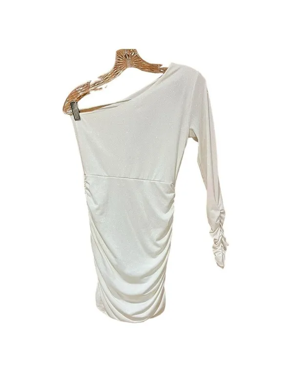 Lucy in the Sky Glitter One Sleeve Bodycon Mini Dress Small - Image 3