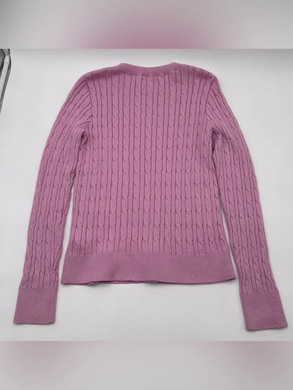 Vtg Y2k 2000s Abercrombie & Fitch Pink Cable Knit Crewneck Sweater Womens Sz Med - Image 5