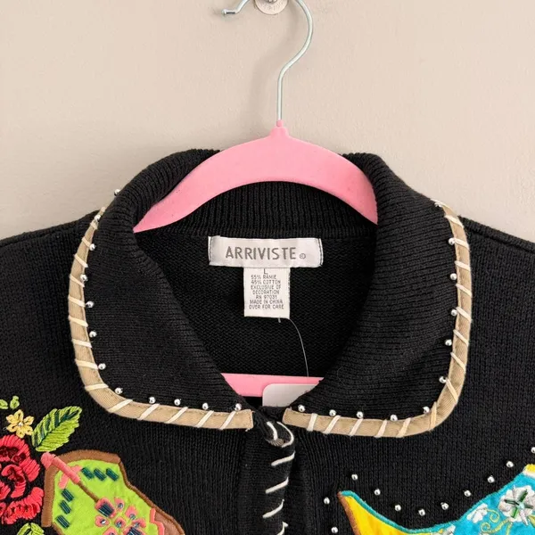 Vintage Black Arriviste Cowboy Boot Button Up Sweater - Image 4