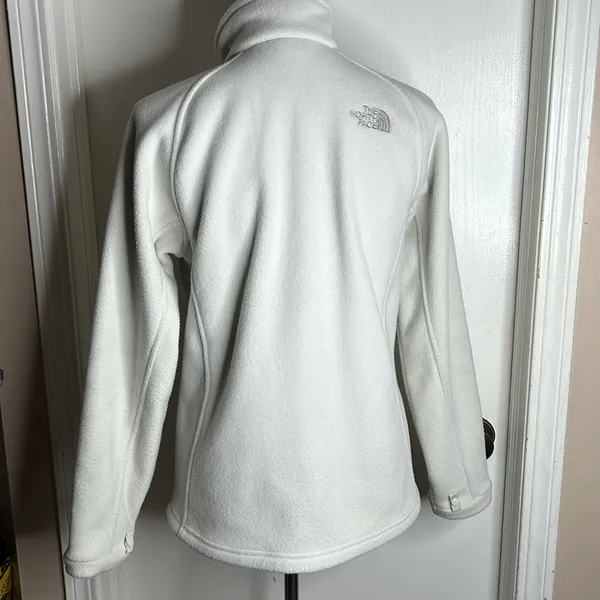 The North Face White Zip-Up Fleece Jacket Size Medium. Cream - Image 5