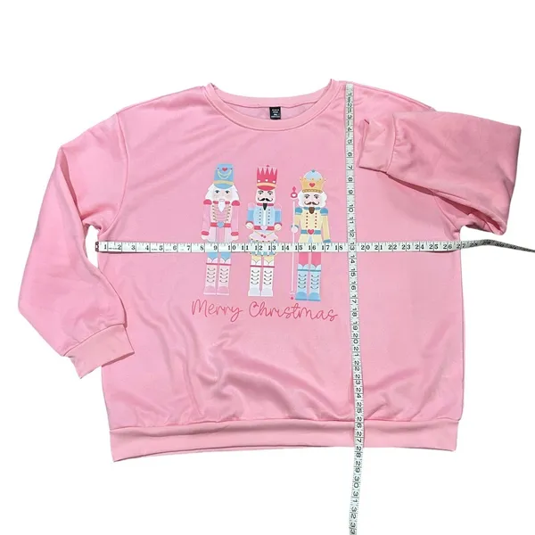 SHEIN Curve Pink Nutcracker Christmas Sweatshirt 3XL Plus Fleece Holiday - Image 3